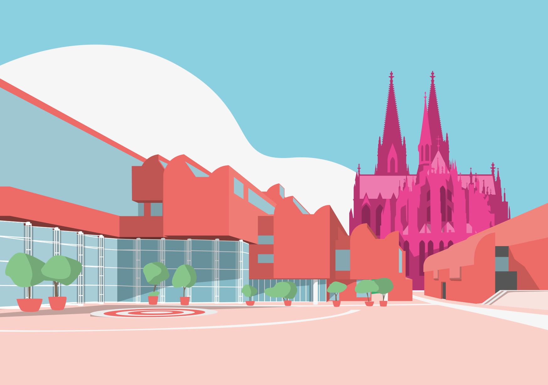 Postkarte - Bon Voyage - Köln Dom und Museum Ludwig