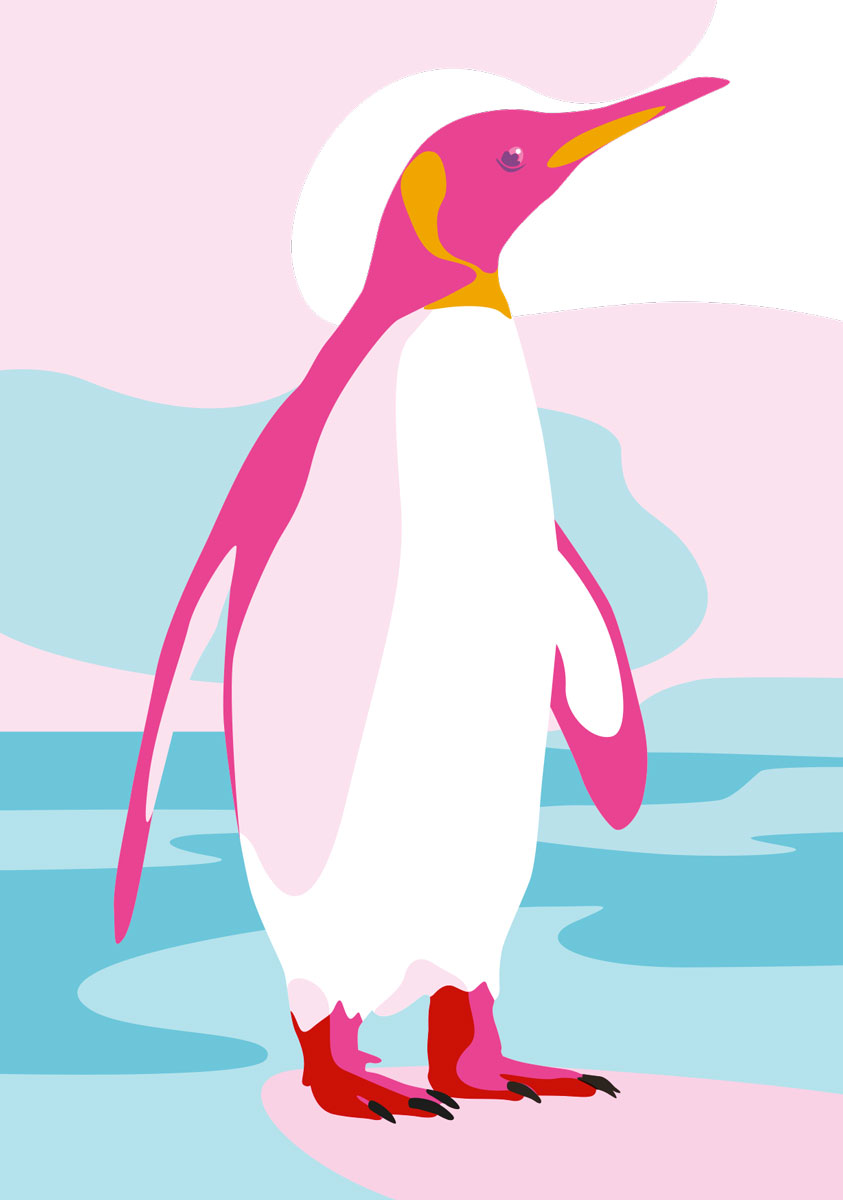 Postkarte - Limoncella - Pinguin im Wasser