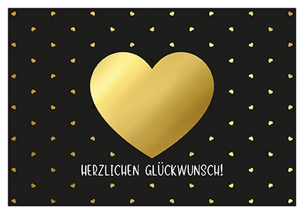 Klappkarte C6 - La Card - Goldherz, schwarz