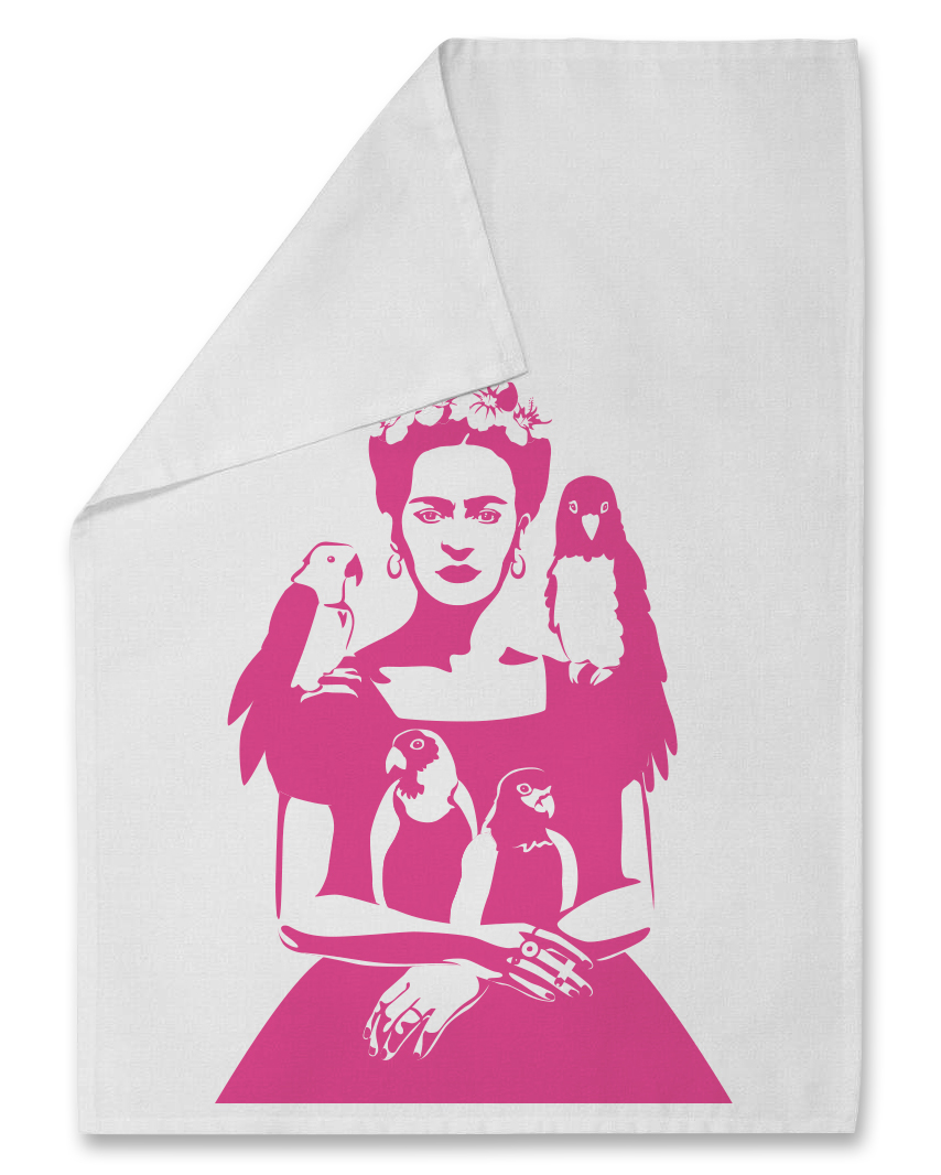 Geschirrtuch - Frida Kahlo with Parrots