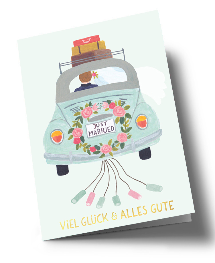 Klappkarte C6 - Anke Rega - Hochzeit Auto