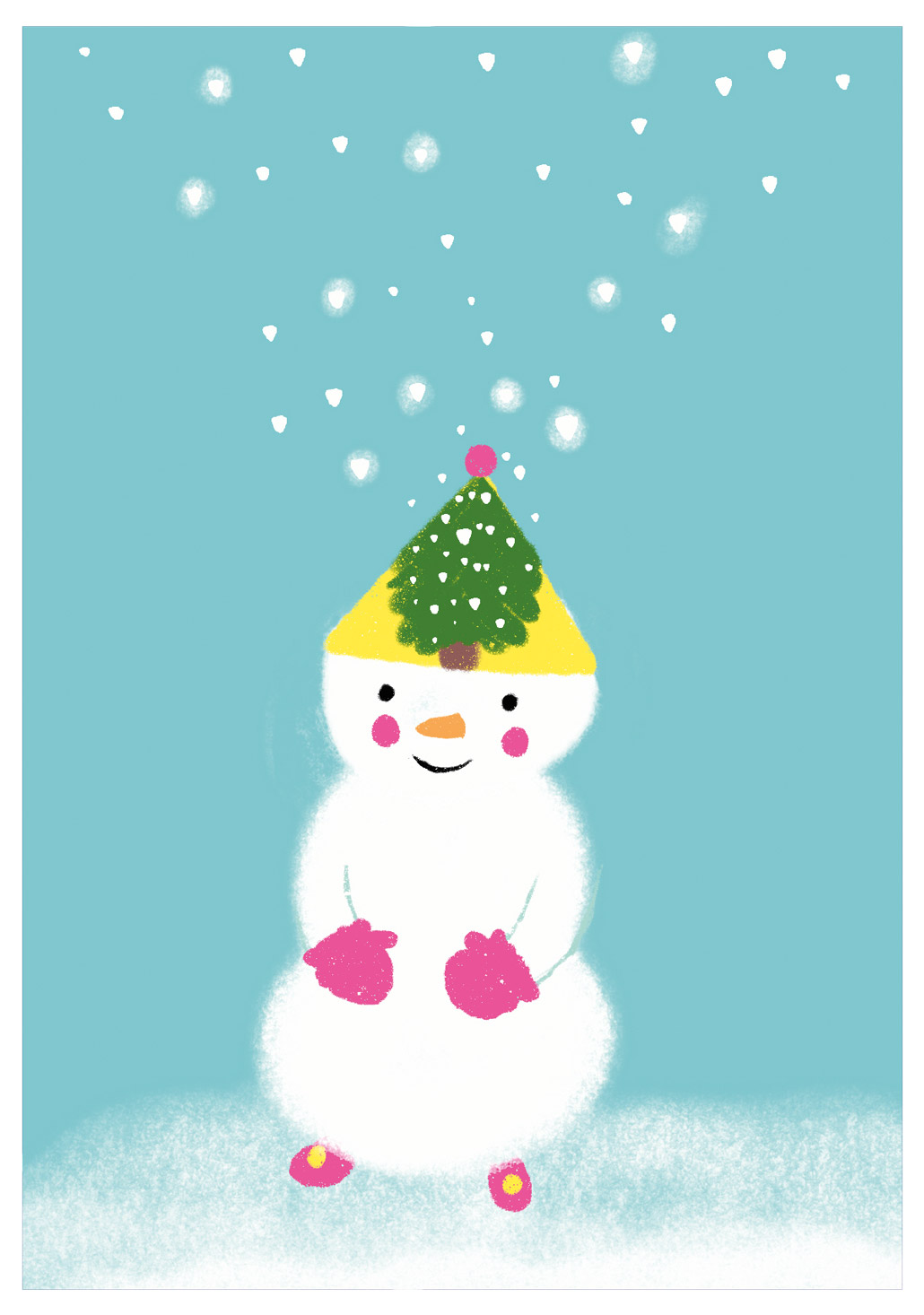 Postkarte - schönegrüsse - Jahreszeiten - Schneefrau