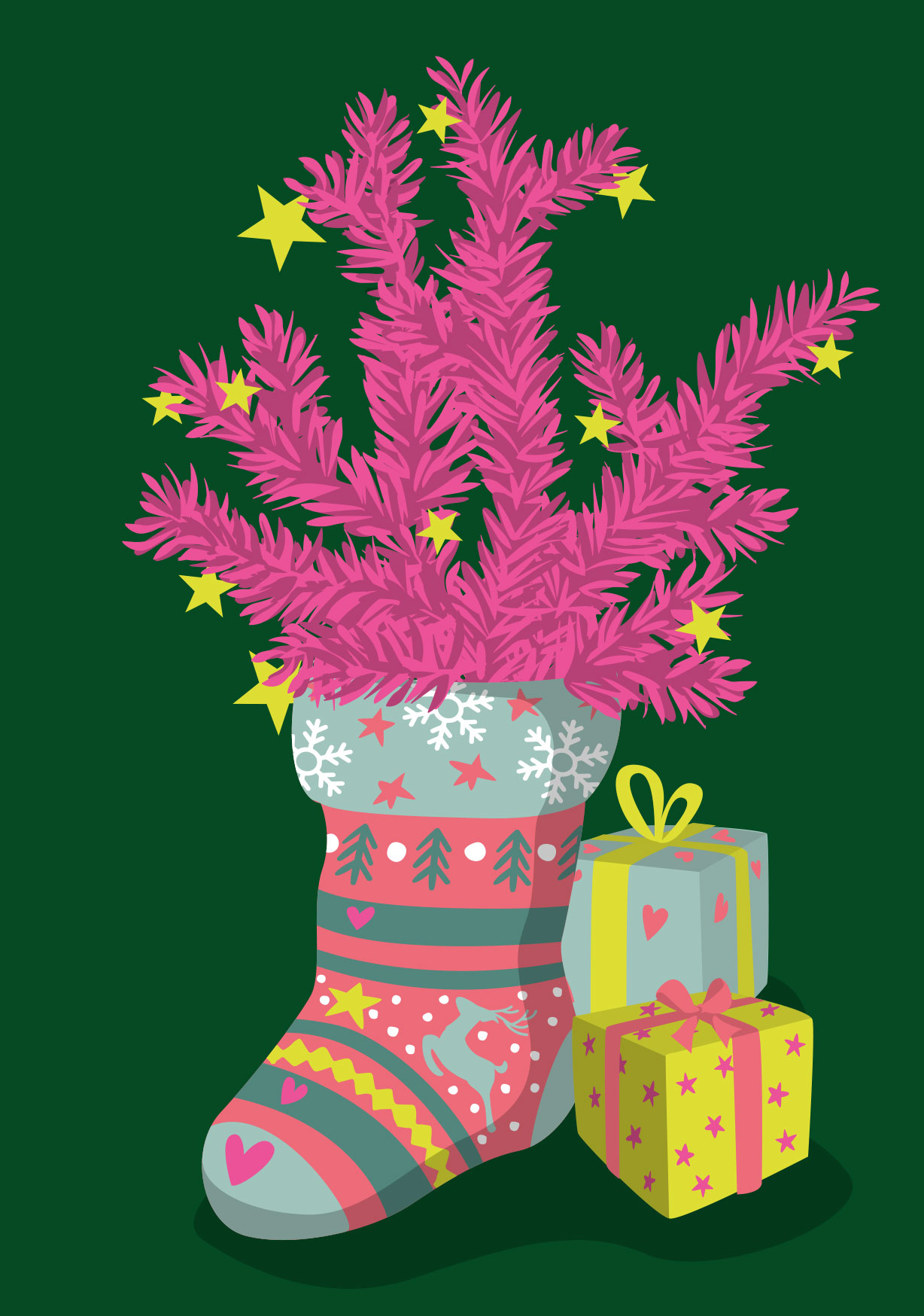 Postkarte - luminous - Weihnachtssocke