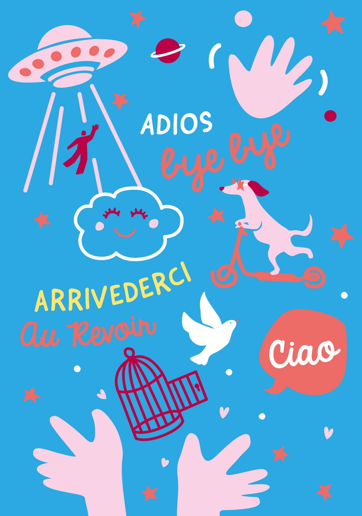 Postkarte - poppins - adios