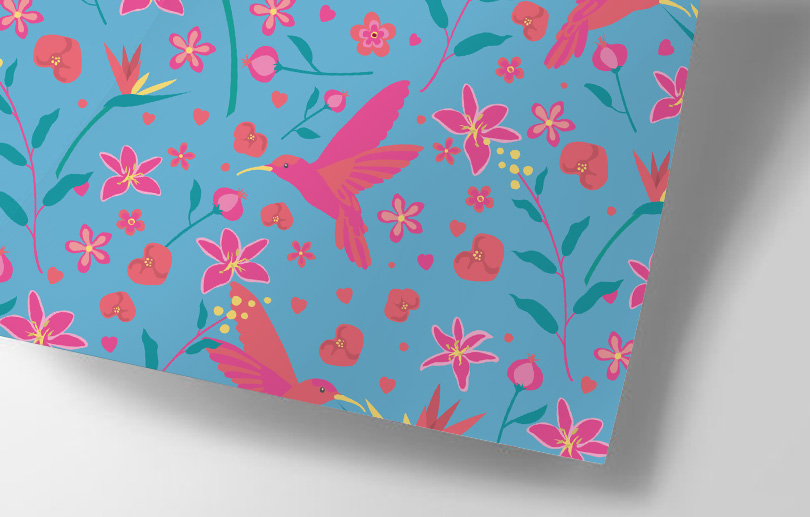 Geschenkpapier - Happiness- Kolibri&Flowers
