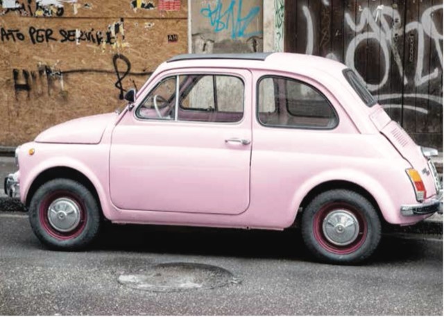 Postkarte - brocante - Fiat 500