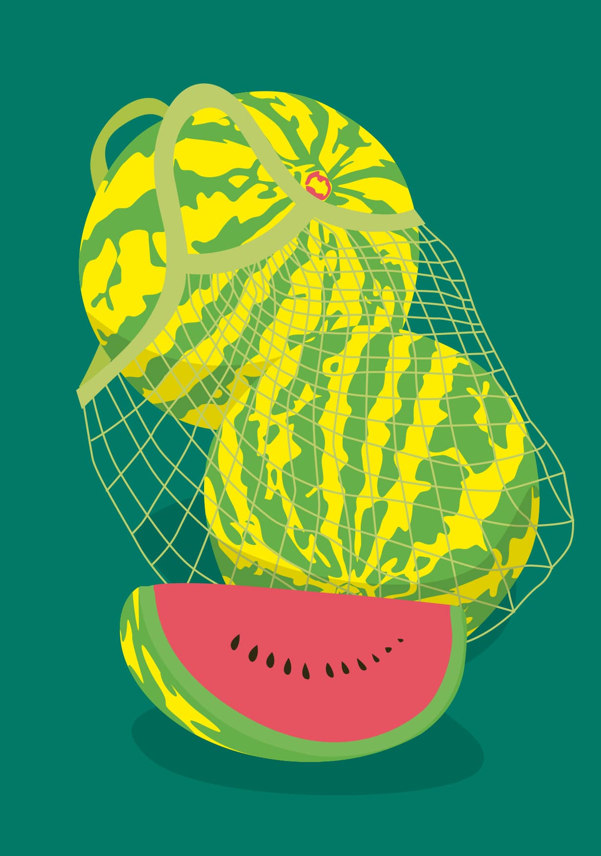 Postkarte - neonstyle - Melonen im Netz