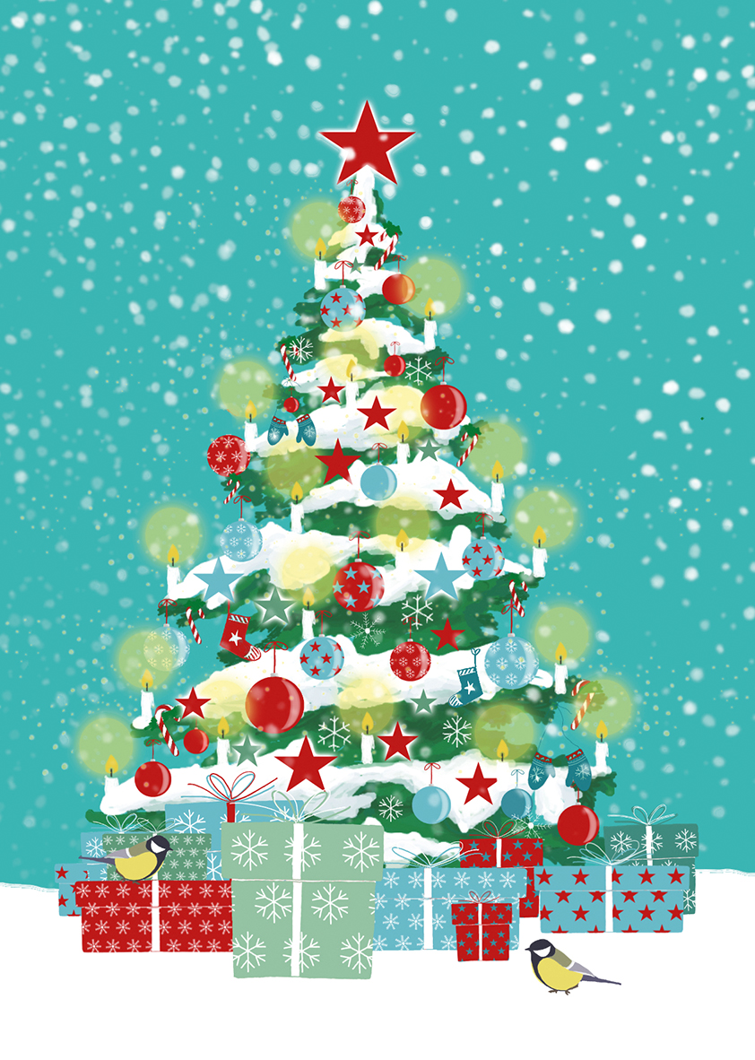 Postkarte - m-illu - Weihnachtsbaum