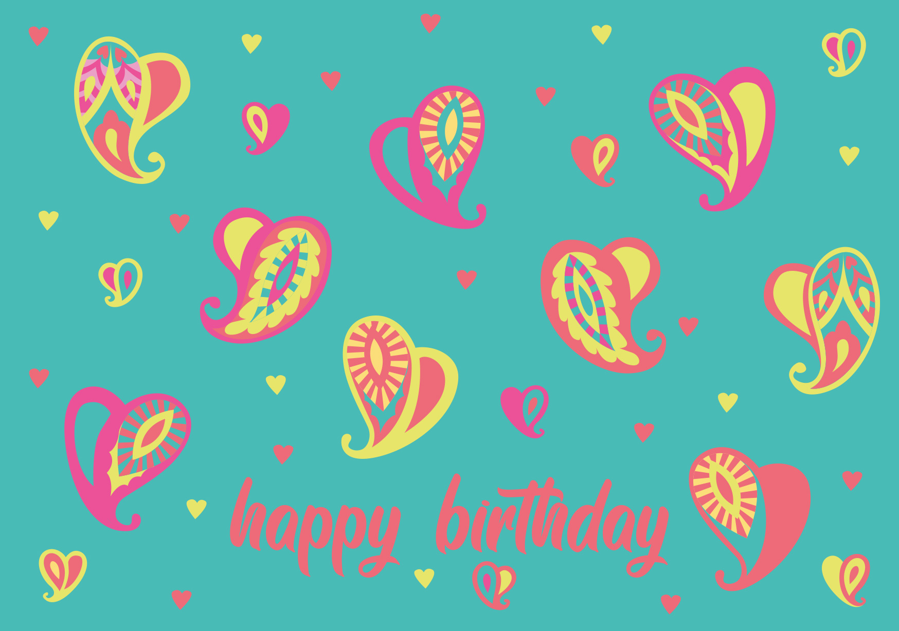 Postkarte - Hapiness - Paisley- Happy Birthday