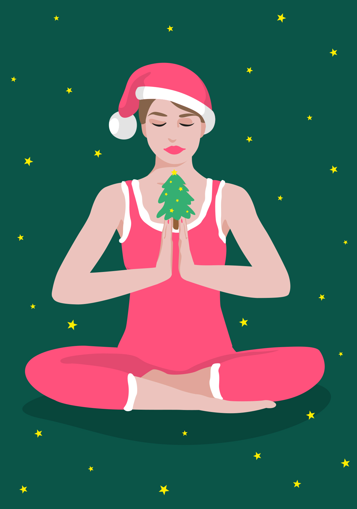 Postkarte - pop art new generation - Weihnachts-Yoga