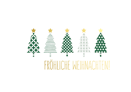 Postkarte - La Card - Musterbäumchen, grün