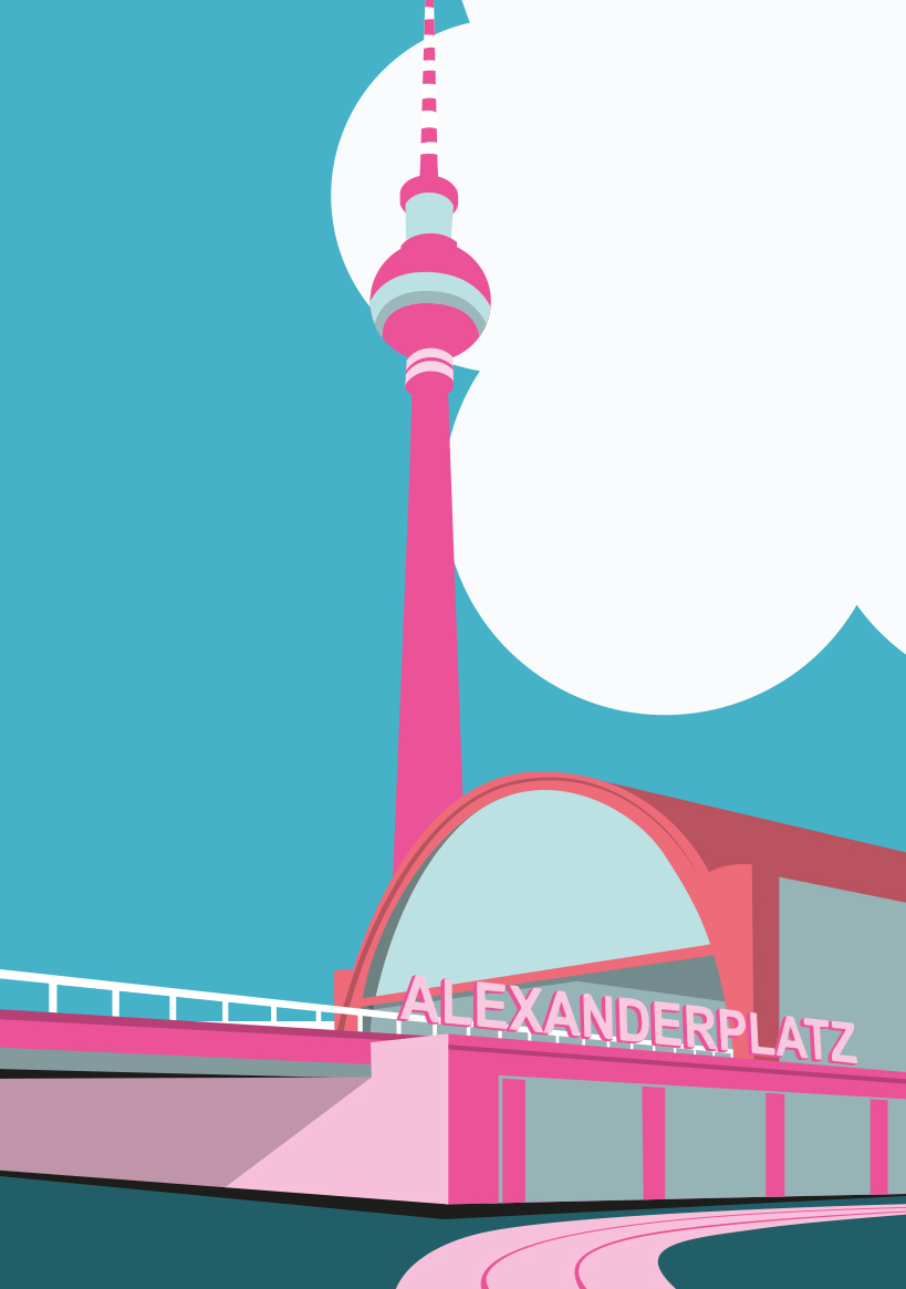 Postkarte -Bon Voyage- Alexanderplatz, Berlin
