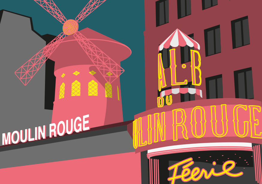 Postkarte -Bon Voyage- Moulin Rouge / Paris