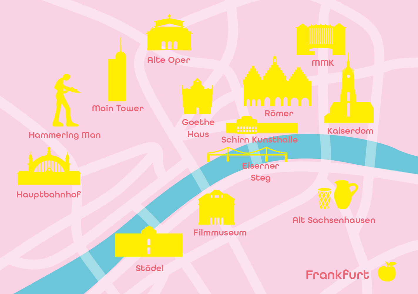 Postkarte - Bon Voyage - Frankfurt Minimap