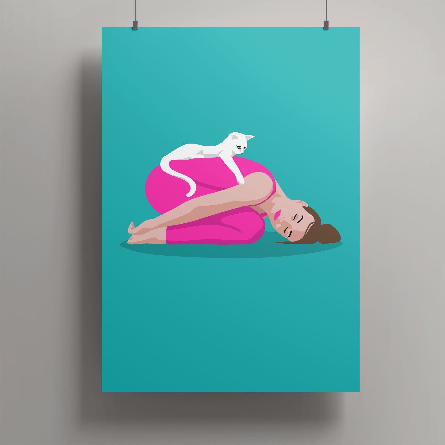 Artprint A3 - Yoga with cat