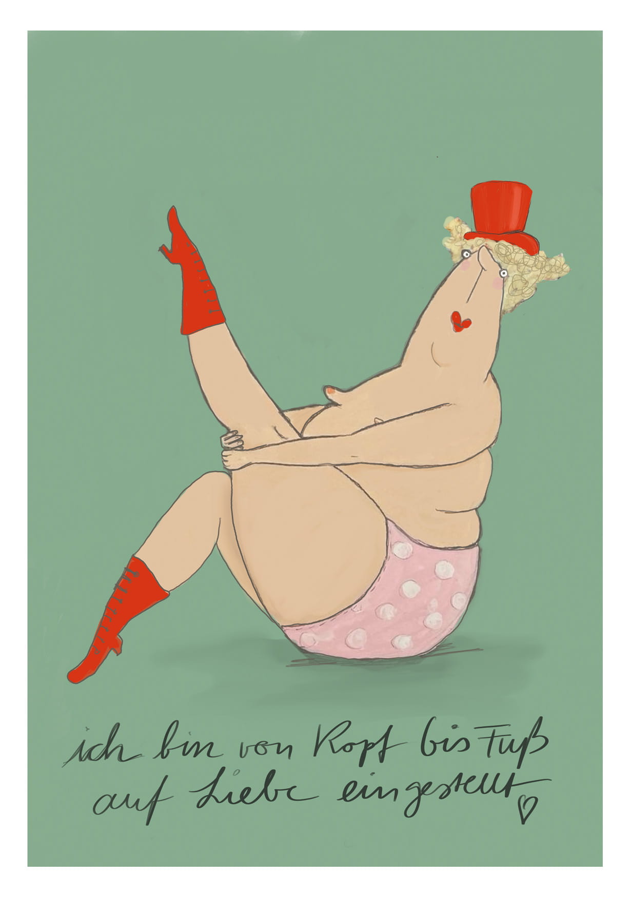 Postkarte - kittiekatstudio - auf Liebe eingestellt