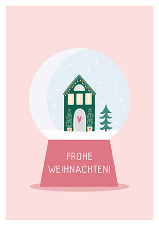 Klappkarte - La Card - Schneekugel rosa