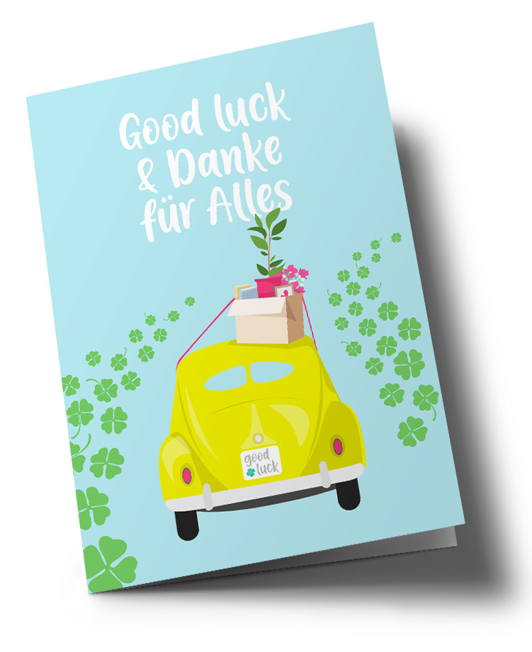 Klappkarte A5 - Lucky Cards - Good Luck - VW Käfer