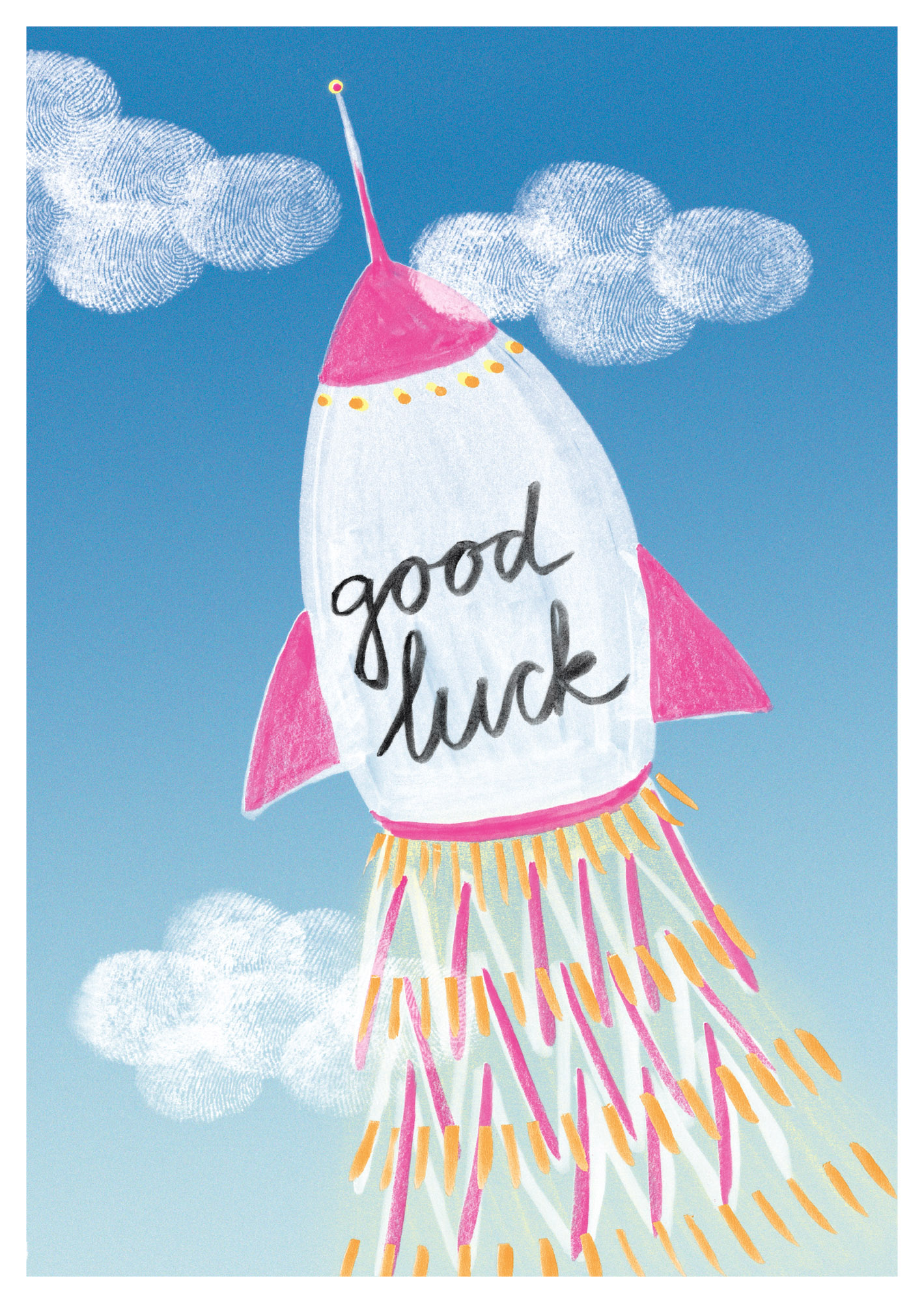 Postkarte - schönegrüsse - good luck Rakete