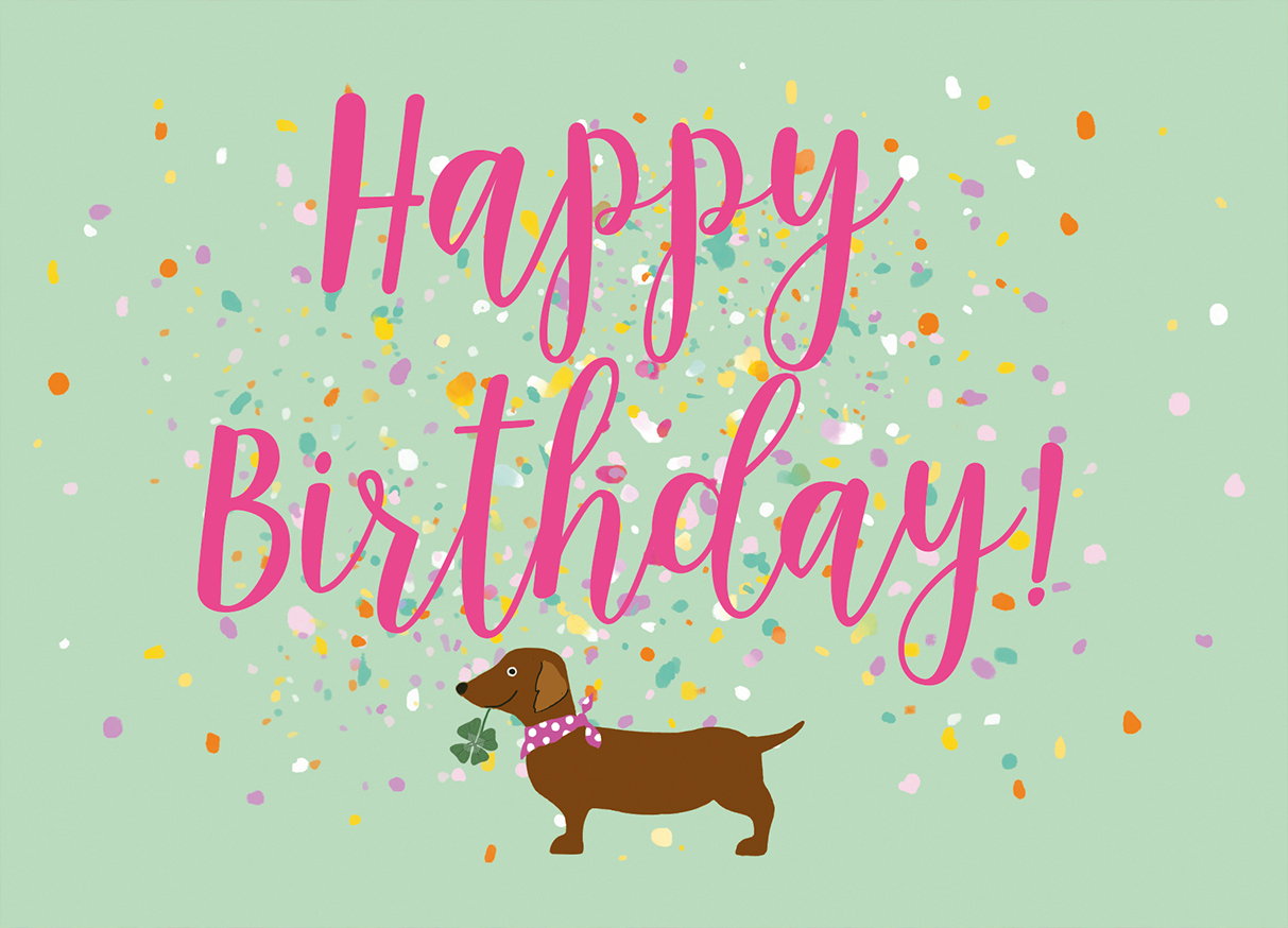Postkarte - m-illu - Birthday Dackel Postkarte - m-illu - Birthday Dackel