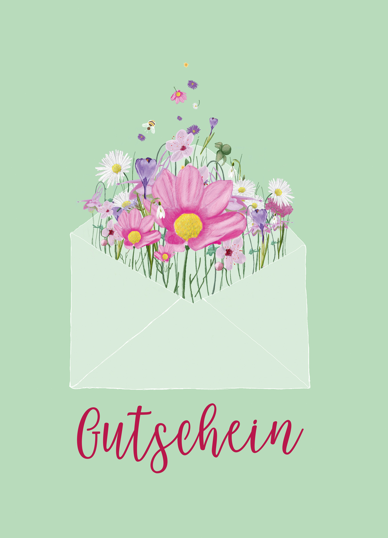 Postkarte - m-illu Save the bees GUTSCHEIN BLUMENGRUSS