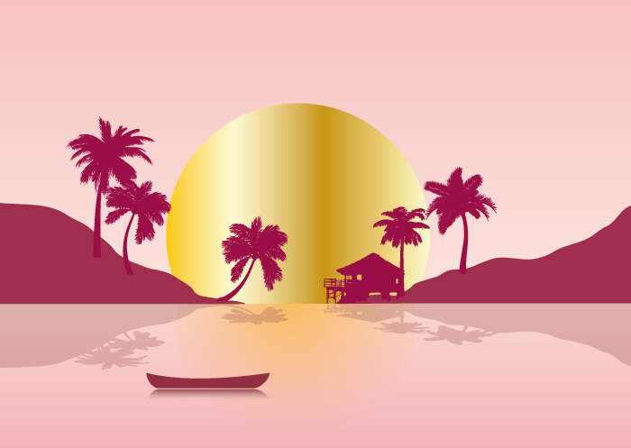Postkarte - Toni Starck - Sunrise on pink island