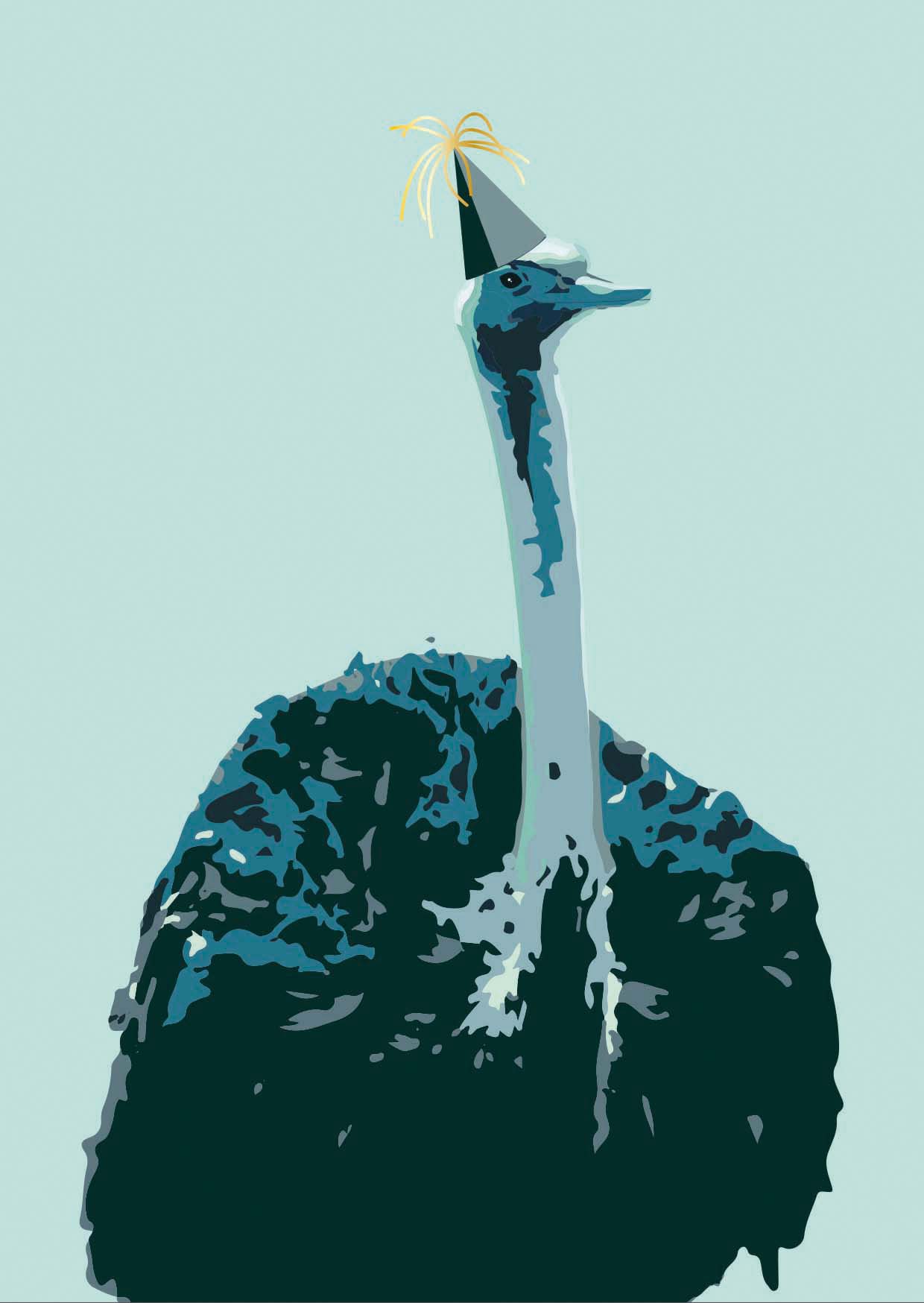 Postkarte - Toni Starck - animal ostriche