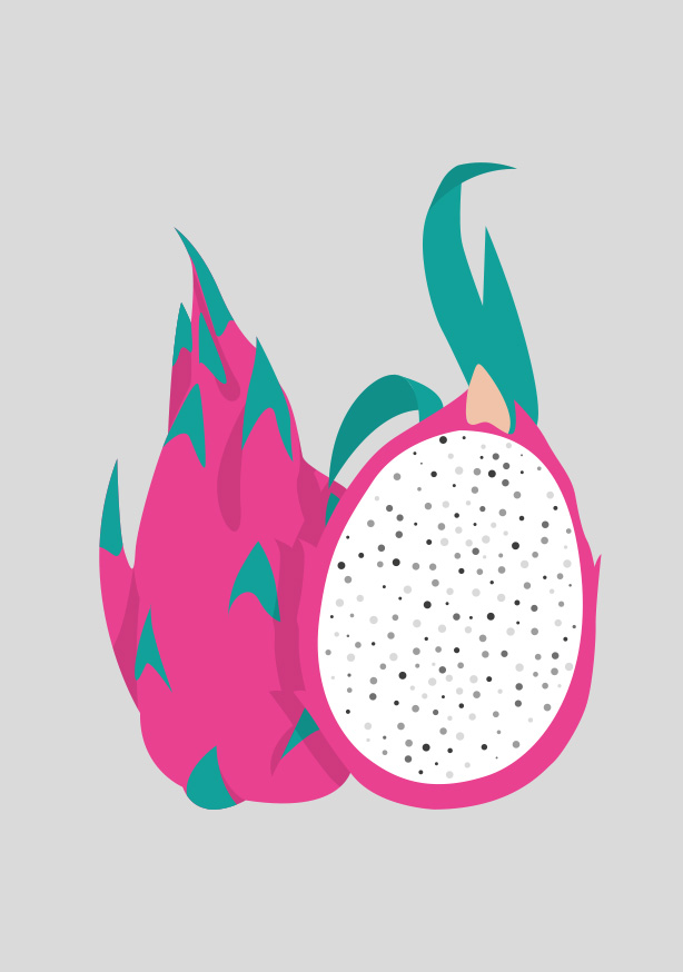 Postkarte - luminous - dragon fruit