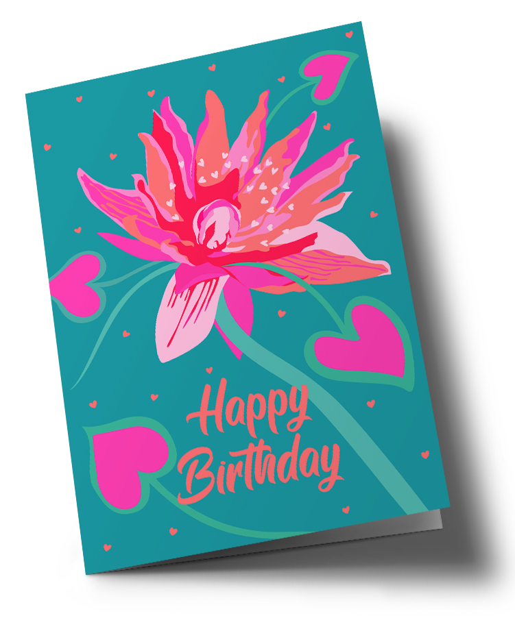 Klappkarte C6 - Happiness - Flower Birthday