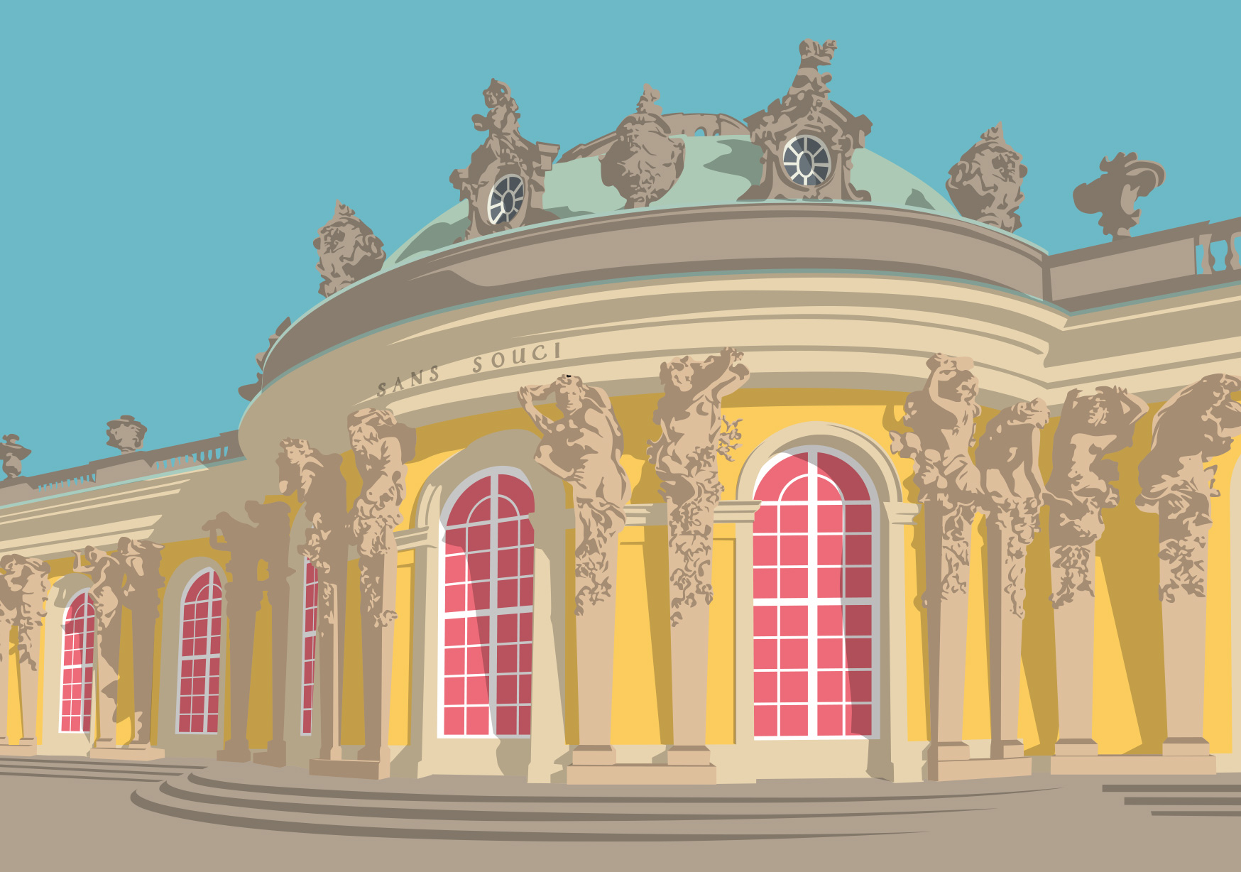 Postkarte -Bon Voyage- Schloss Sanssouci, Potsdam Postkarte -Bon Voyage- Schloss Sanssouci, Potsdam