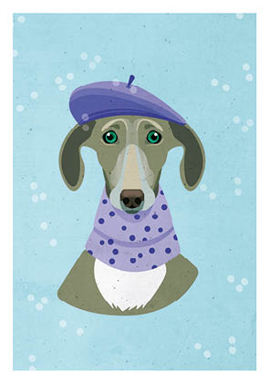 Postkarte - Daria Ivanova - windhund winter