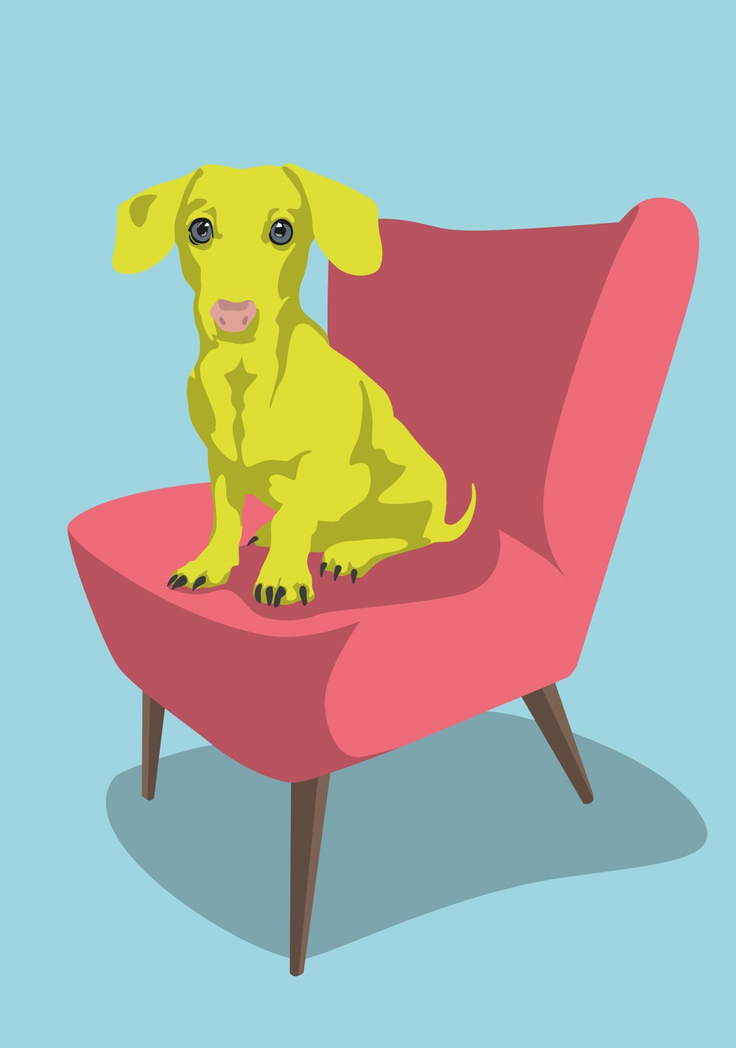 Postkarte - luminous - Dachshund on chair