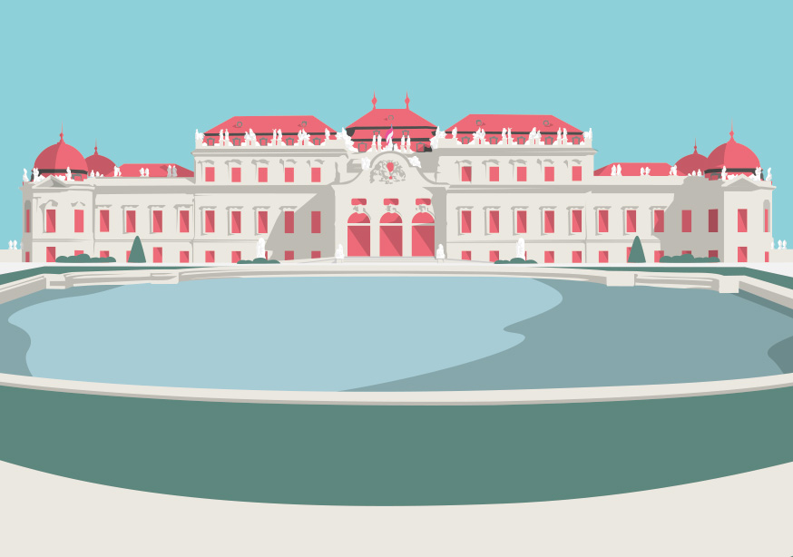 Postkarte -Bon Voyage- Schloss Belvedere, Wien