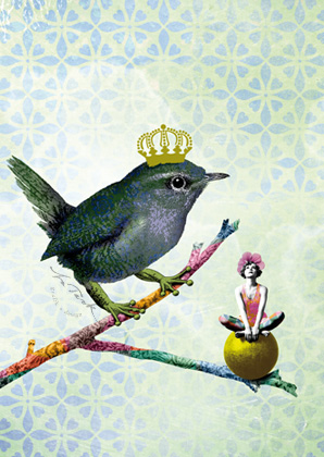 Postkarte - La Tack - Vogelkönig