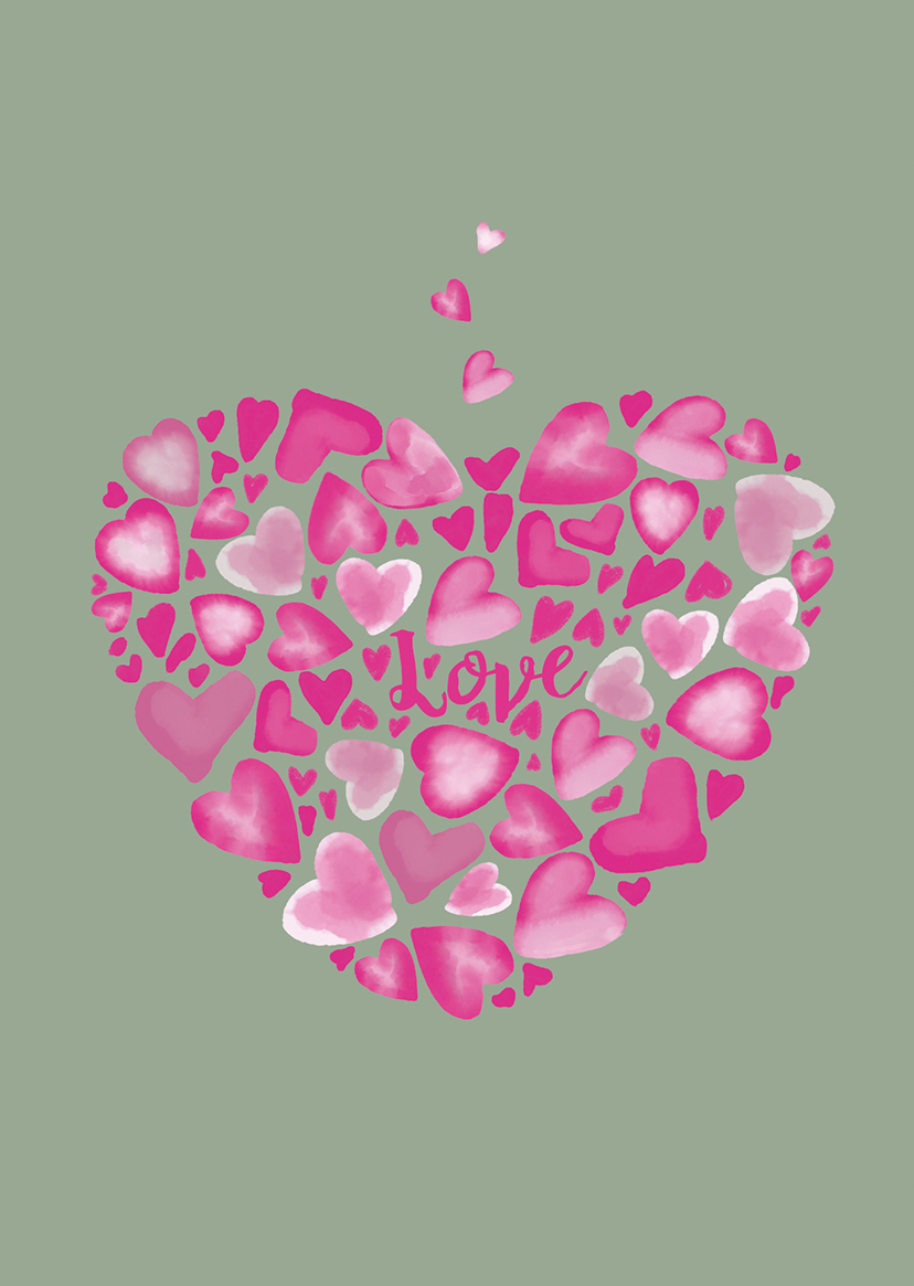 Postkarte - m-illu - Pink love