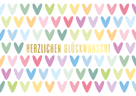 Klappkarte C6 - La Card - Herzen, bunt