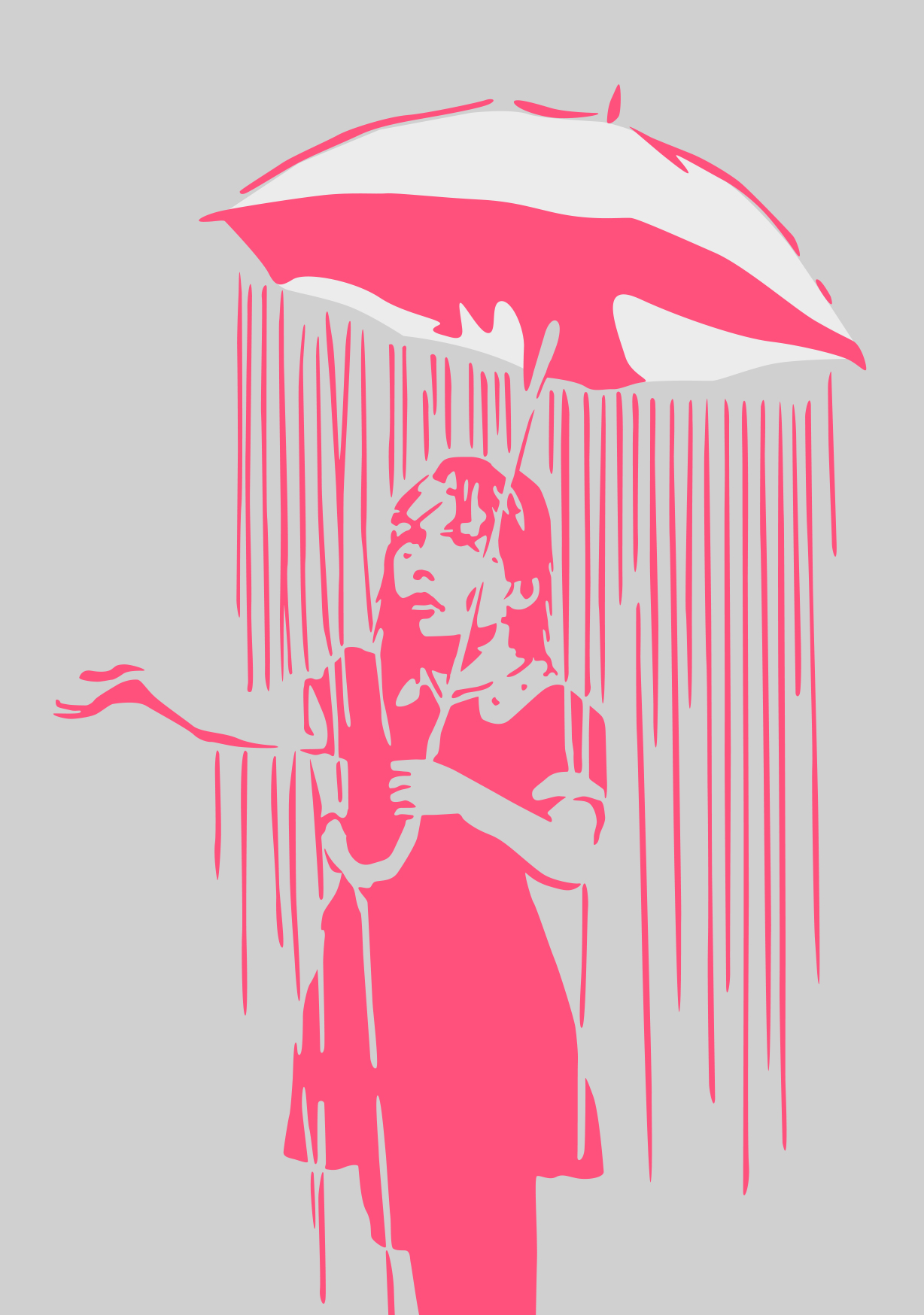 Postkarte - Museum Art - girl in the rain