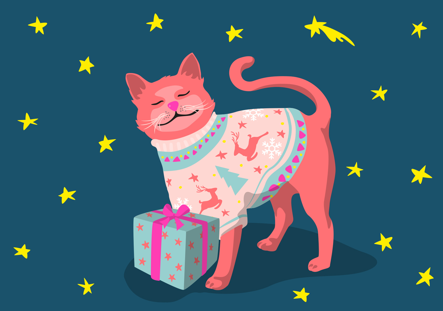 Postkarte - luminous - Winter Cat