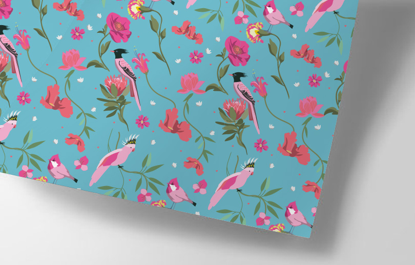 Geschenkpapier - Happiness- Pink Bird