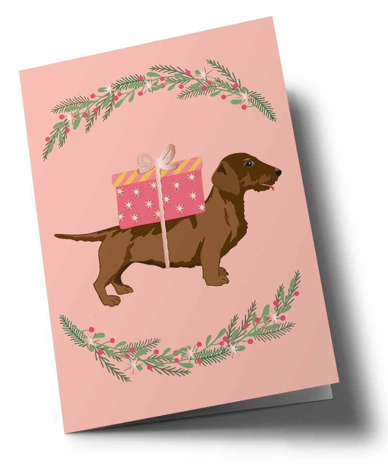 Klappkarte C6 - Toni Starck - Dog with xmas gift Klappkarte C6 - Toni Starck - Dog with xmas gift