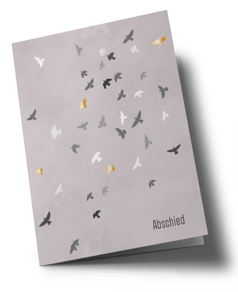 Klappkarte C6 - Toni Starck - Vogelschwarm Abschied