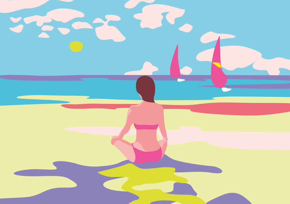Postkarte - Limoncella - Lotus at the beach