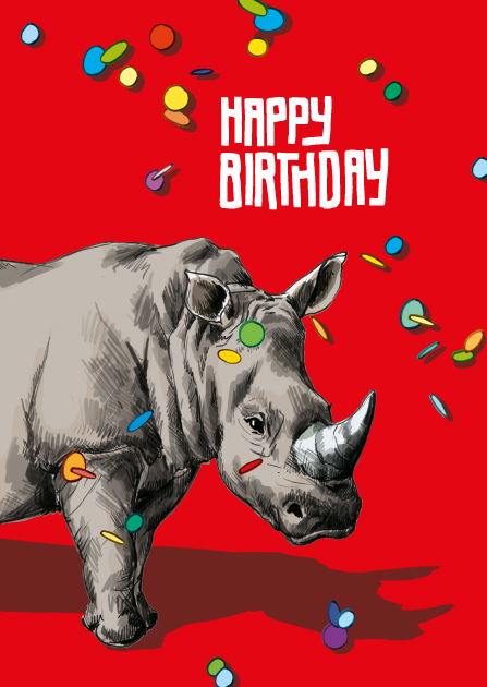 Postkarte - illi - Rino Happy Birthday