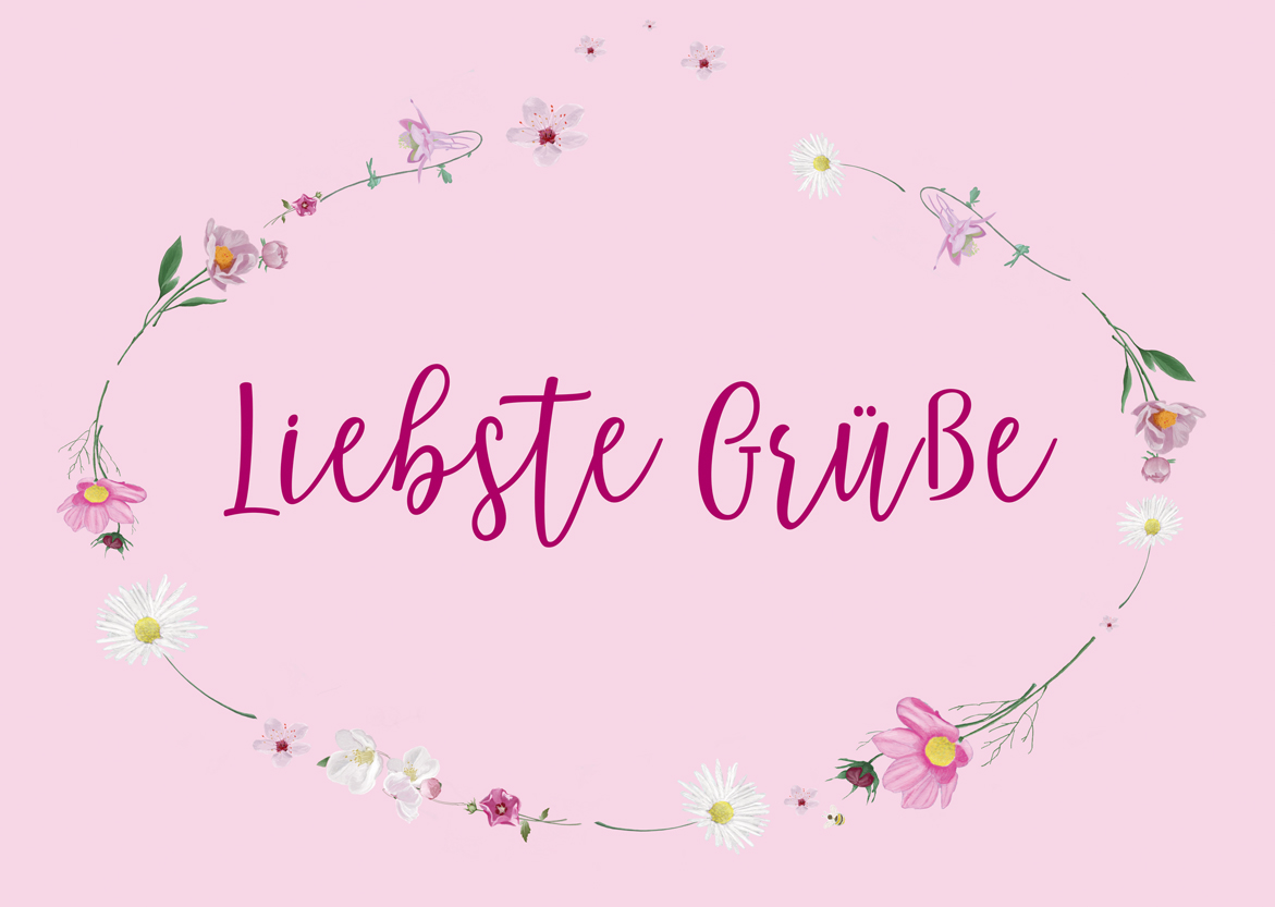 Postkarte - m-illu Save the bees Liebeste Grüße rosa