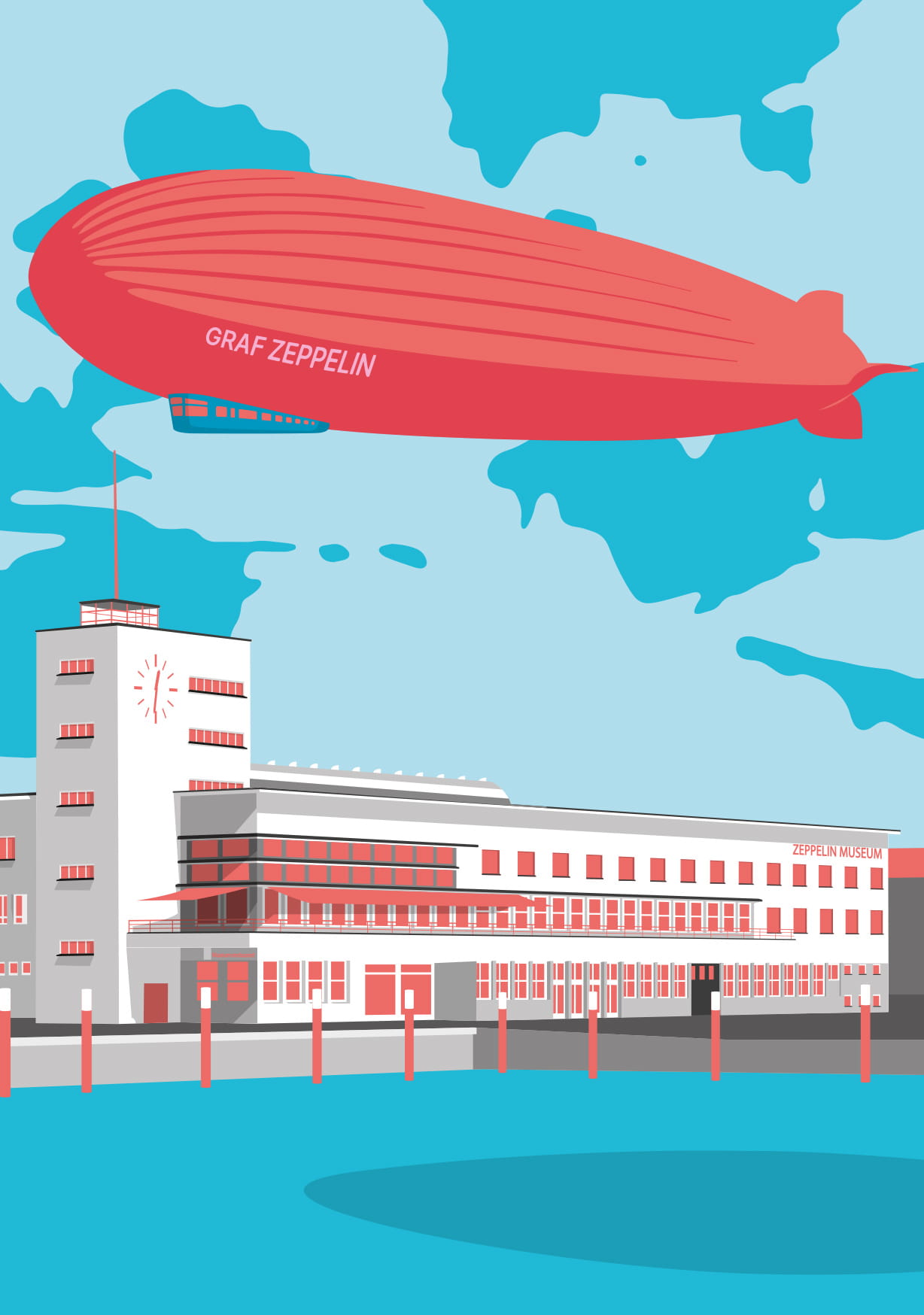 Postkarte - Bon Voyage - Zeppelin Museum Friedrichshafen