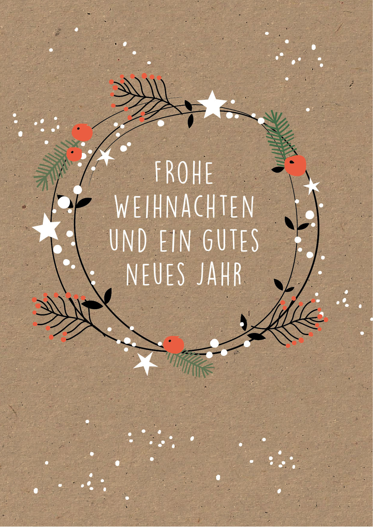Postkarte - Designfräulein - Frohe Weihnachten Beerenkranz bunt