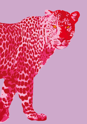 Postkarte - Toni Starck - Pink Leopard