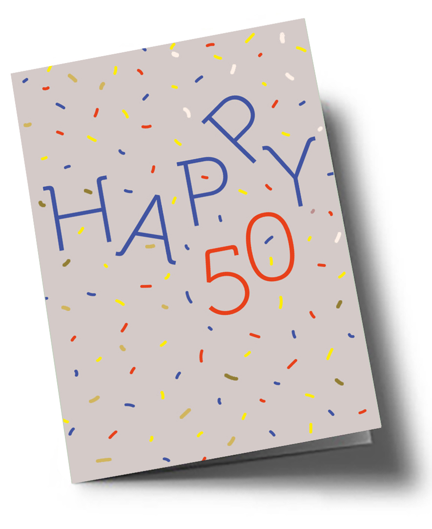 Klappkarte C6 - Typoesie - Happy 50