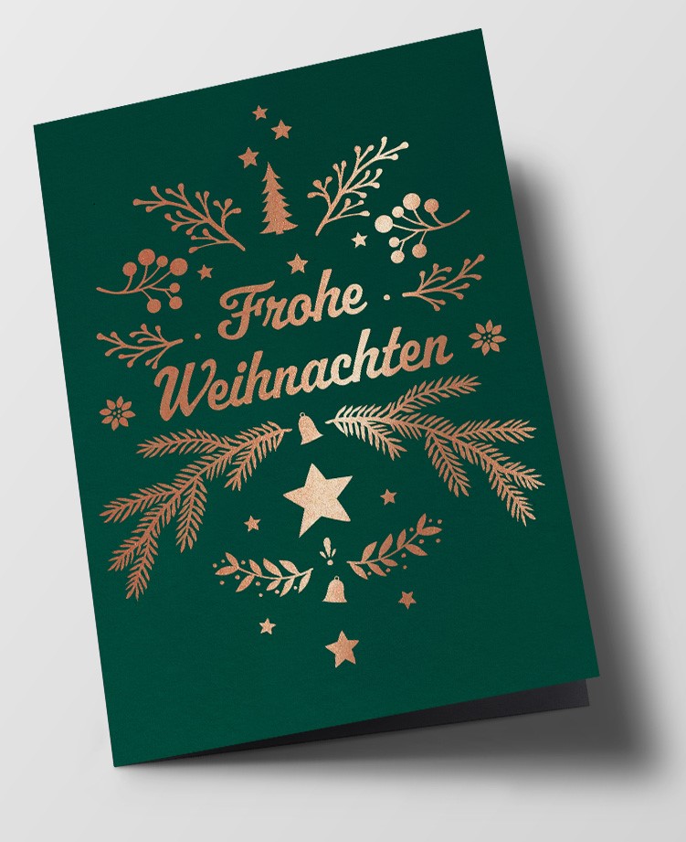 Klappkarte C6 - pure - Frohe Weihnachten grün