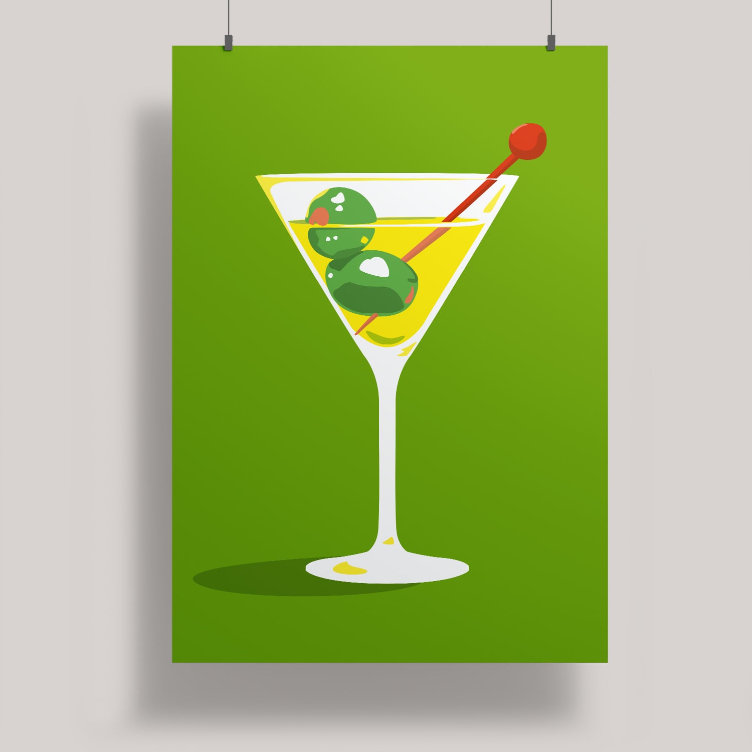 ArtPrint A4 - Modern Art - Bianco mit Olive